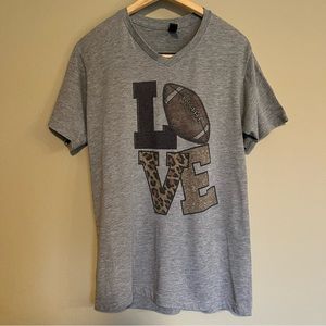 LOVE 🏈 Football V-Neck Short Sleeve Tee Medium